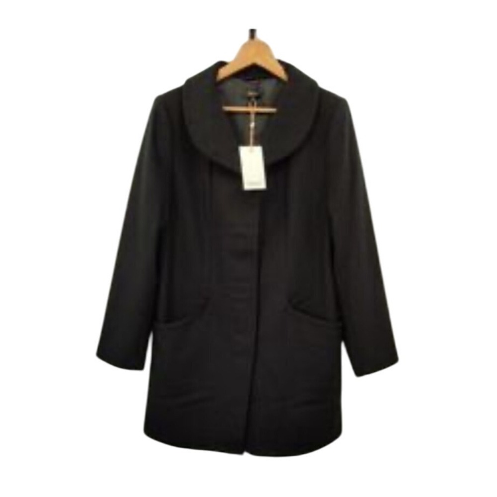 Quince NWT SZ MED Women's Navy Blue Wool Blend Coat with Shawl‎ Collar Size M